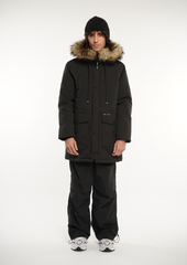 Faux Fur Mid-Length Hooded Parka With Large Pockets Splashproof Menswear