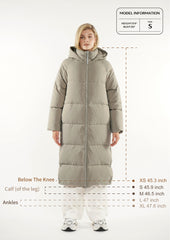 Extra Long Double-open Zip Hooded Puffer Jacket Splashproof