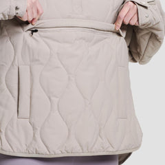 Packable Puffer Hoodie Spring Hooded Quilted Water Repellent and Stain-Resistant Womenswear Comfort Pullover Portable Storage Design,Lady Long Sleeve Large Pocket Elastic Drawstring Hooded