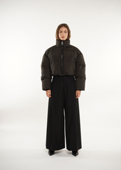 Stand-up Collar Cropped Puffer Jacket Splashproof