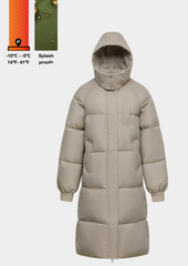 Plus Classic Hooded Long Puffer Coat Splashproof