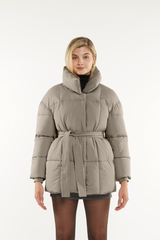 Mid Length Belted Puffer Jacket