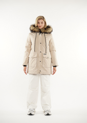 Faux Fur Mid-Length Hooded Parka With Large Pockets Splashproof