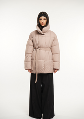 Mid Length Belted Puffer Jacket