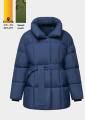 Mid Length Belted Puffer Jacket